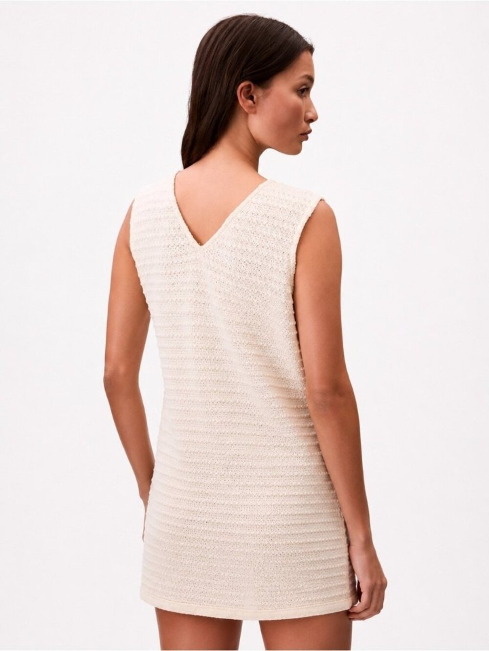 Calvin Klein Women's Crochet Mini Dress Ivory Size XS Sleeveless V neck $129